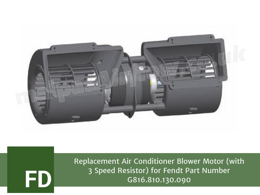 Replacement Air Conditioner Blower Motor (with 3 Speed Resistor) for Fendt Part Number G816.810.130.090 (Single Speed)