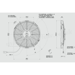 SPAL 11" (280mm)  Cooling Fan VA09-AP12/C-54S (12v  / 885 cfm / Pushing) - view 3