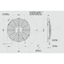 SPAL 11" (280mm)  Cooling Fan VA09-AP8/C-27S (12v  / 761 cfm / Pushing) - view 2