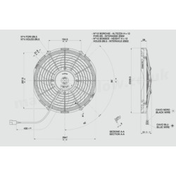 SPAL 11" (280mm)  Cooling Fan VA09-AP8/LL-54A (12v  / 779 cfm / Pulling) - view 4
