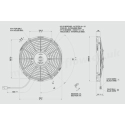 SPAL 11" (280mm)  Cooling Fan VA09-BP12/C-54A (24v  / 897 cfm / Pulling) - view 3