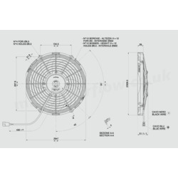SPAL 11" (280mm)  Cooling Fan VA09-BP8/LL-54A (24v  / 856 cfm / Pulling) - view 3