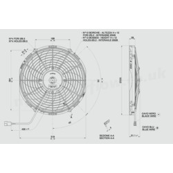 SPAL 12" (305mm)  Cooling Fan VA10-AP10/LL/I-61A (12v  / 909 cfm / Pulling) - view 3