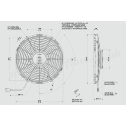 SPAL 12" (305mm)  Cooling Fan VA10-AP50/C-61A (12v  / 1226 cfm / Pulling) - view 5