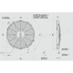 SPAL 12" (305mm)  Cooling Fan VA10-BP10/LL/I-61A (24v  / 991 cfm / Pulling) - view 3