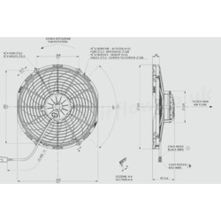 SPAL 12" (305mm)  Cooling Fan VA10-BP70/LL-61A (24v  / 1446 cfm / Pulling) - view 3