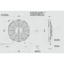 SPAL 10" (255mm)  Cooling Fan VA11-BP12/C-57A (24v  / 767 cfm / Pulling) - view 3